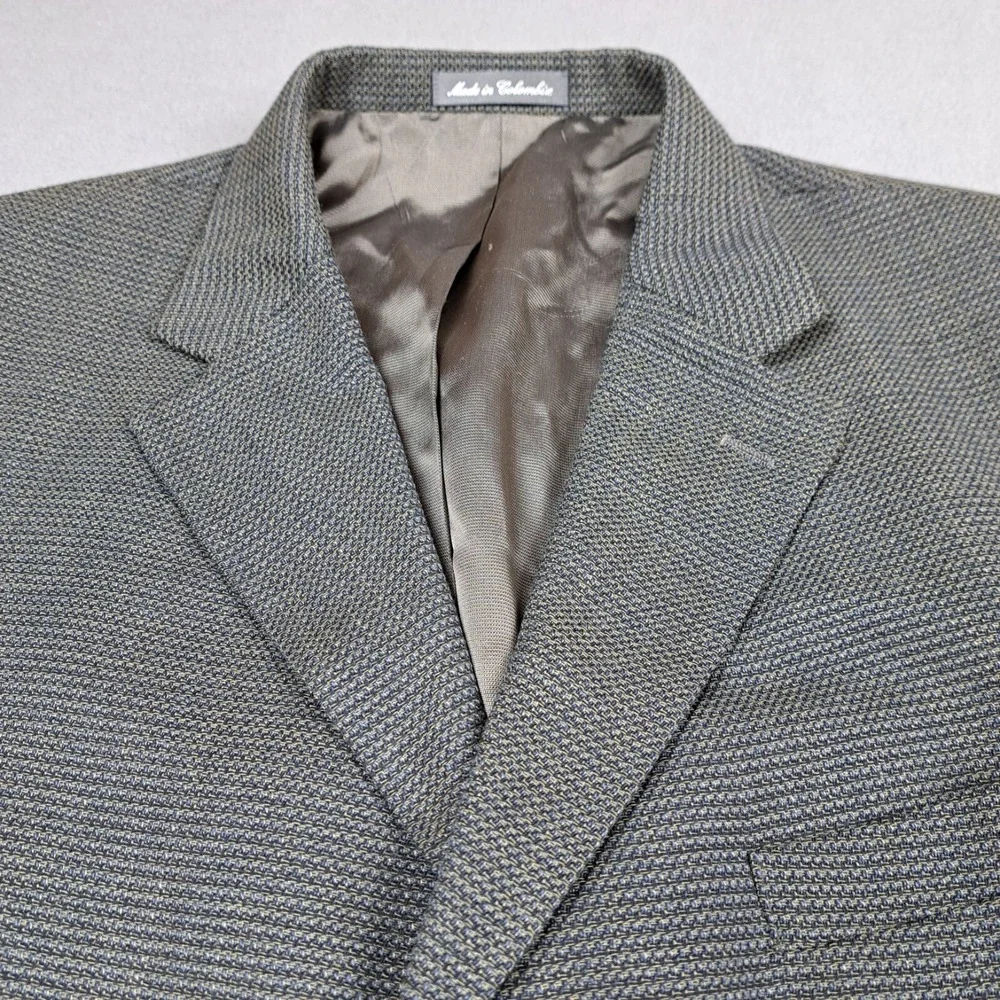Oscar De La Renta Tweed Wool Sport Coat 46R Gray Men Blazer Jacket Single Breast